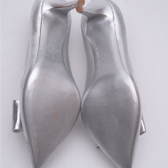 VALENTINO GARAVANI Leather Court Shoes US9 EU39 UK6 Metallic Bow $875 - Picture 5 of 8